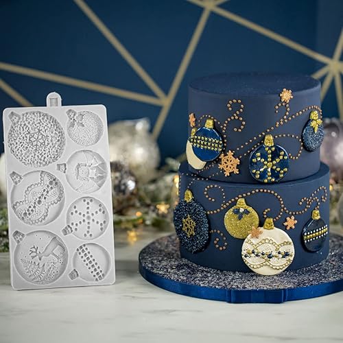 Bolas de Navidad Bola de nieve Molde de silicona Fondant Cake Decorating Mold Sugarcraft Chocolate Baking Tool para pasteles Forma de goma