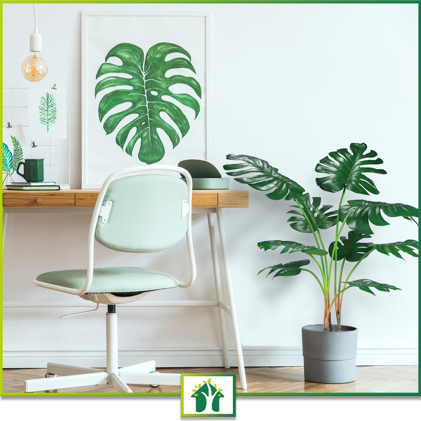 CROSOFMI Artificial Monstera Deliciosa Plant 37" Fake Tropical Palm