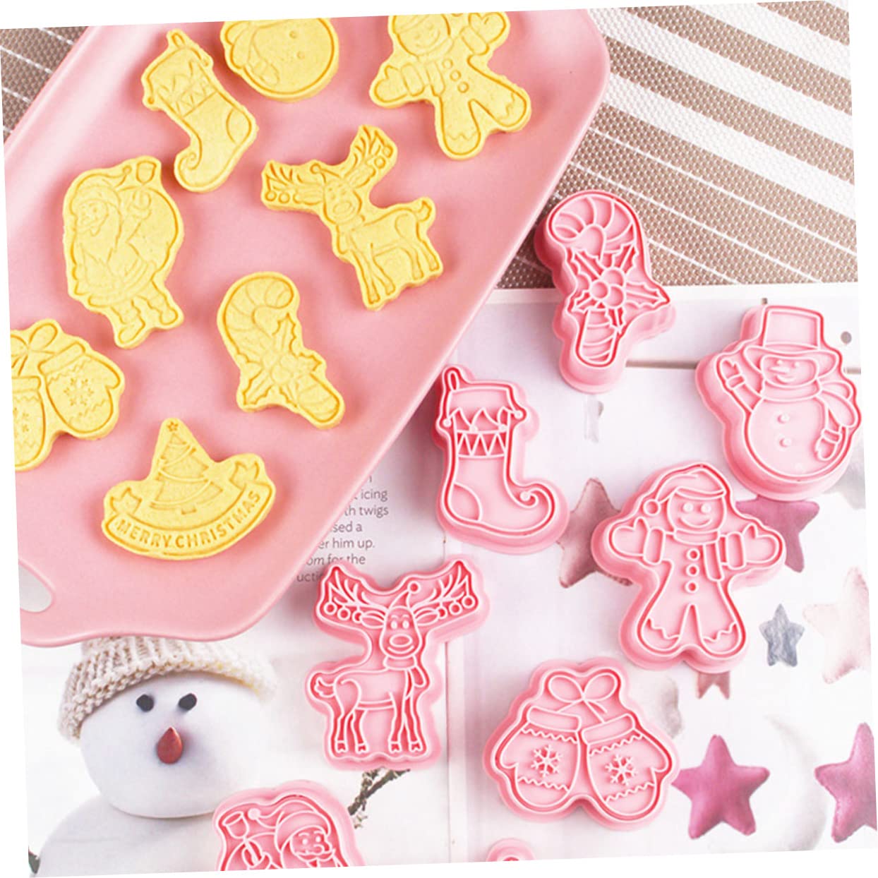Cabilock 5 Juegos Molde De Galletas Decoraciones De Pastel De Galletas Equipo Navidad Pequeños Cortadores De Galletas Oro Cortador De Galletas De Caldero Día Festivo Rosa Páginas 8 Uds * 5