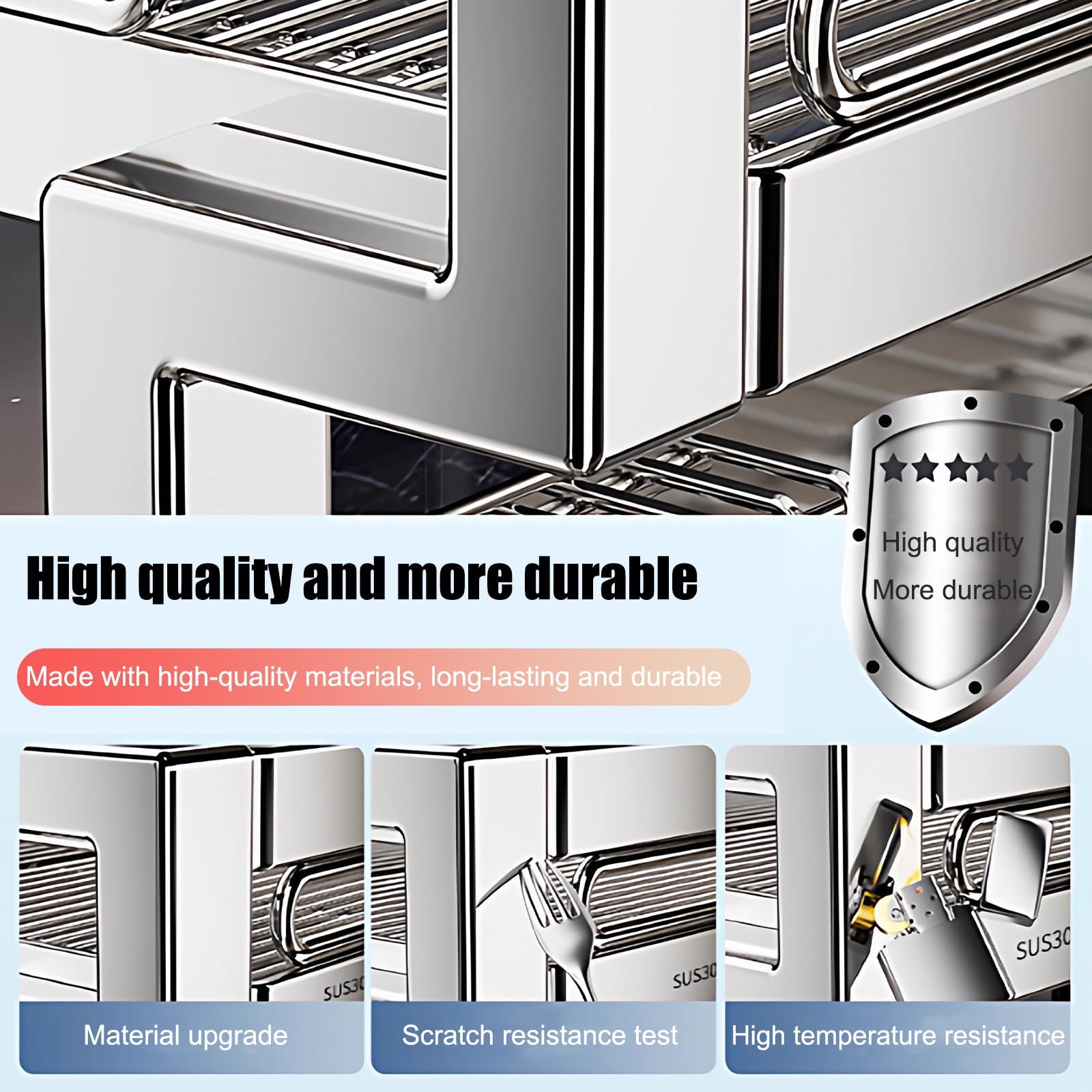 Escurridor de platos – Estante de almacenamiento de metal sobre el fregadero para platos, vasos, cuencos y cubiertos – Organizador de encimera que ahorra espacio – 26 pulgadas