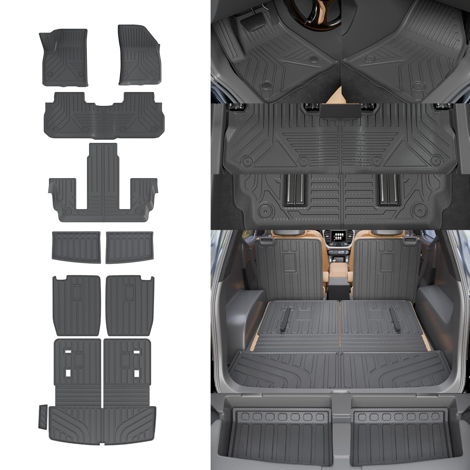 CreekT All-Weather Floor Mats & Cargo Liner Set For GMC Acadia 2017-2023 (6-Seat) 5 thumbnail image