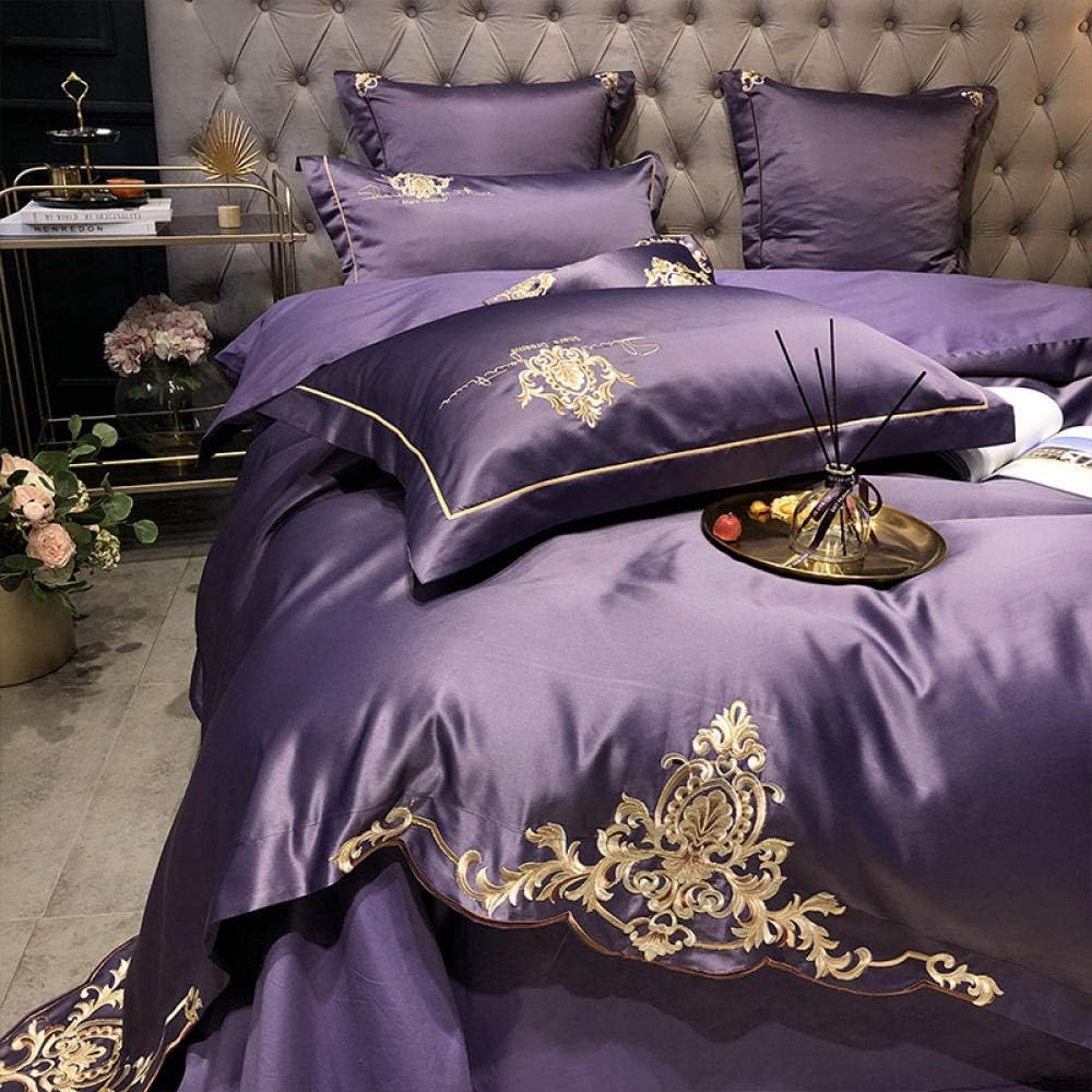 4 Piece Bedding Set,2020 New Washed Silk Embroidered Four-Piece Light Luxury and Soft Four-Piece Gift-Turmeric_1.5m Bed