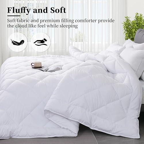 Miniatura 6 de GOHOME - Inserto de edredón tamaño individual, edredón suave y esponjoso para todas las estaciones, relleno de plumón sintético, edredón de