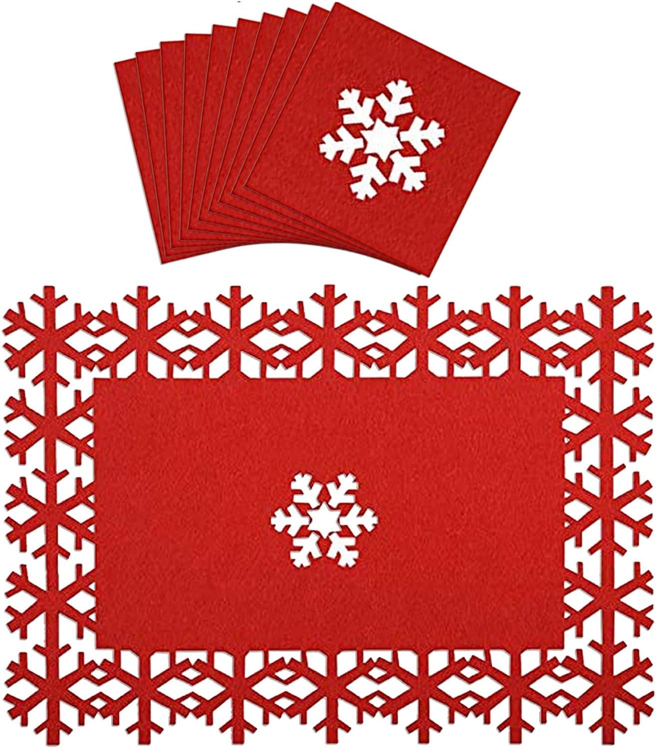 Kompanion Christmas 20 Piece Placemats And Coasters Set, Festive Table Decoration, Perfect for Christmas Dinner and Parties, Other Holiday Celebration