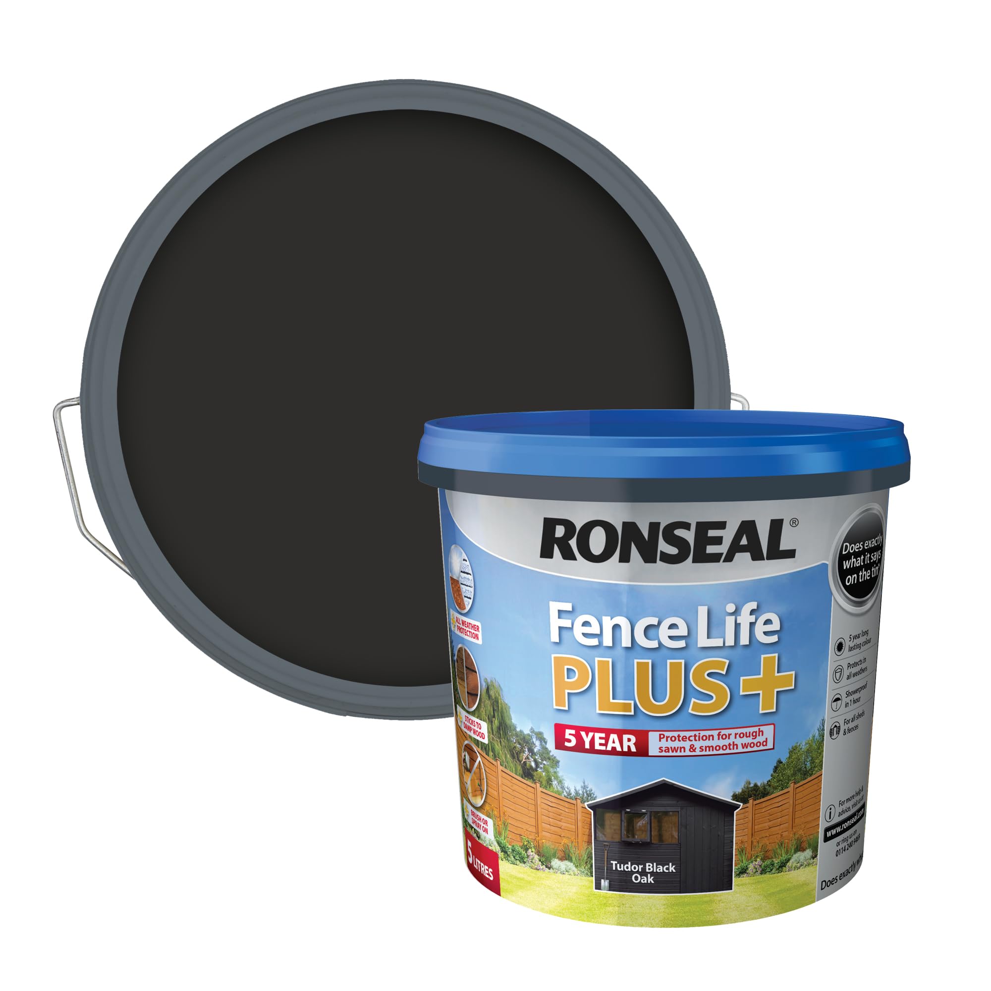 Ronseal One Coat Recinzione Life Tudor Rovere Nero Colori E Protegge - Foto 12