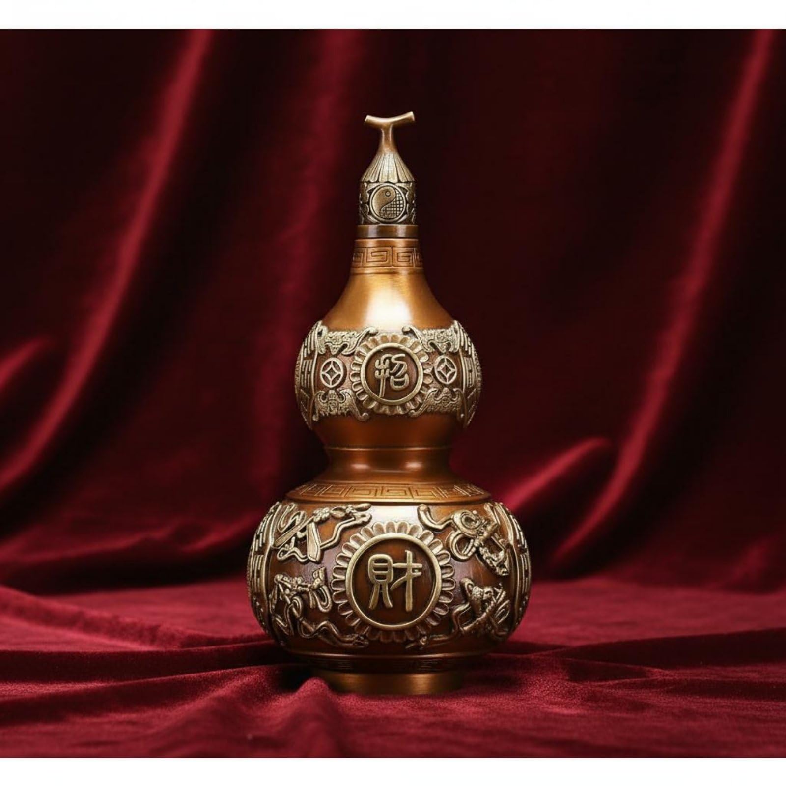 真鍮製 瓢箪型 置物 太極図 八卦紋 Amazon.co.jp: predolo 八卦ひょうたんの置物 蓋が開く 真鍮製