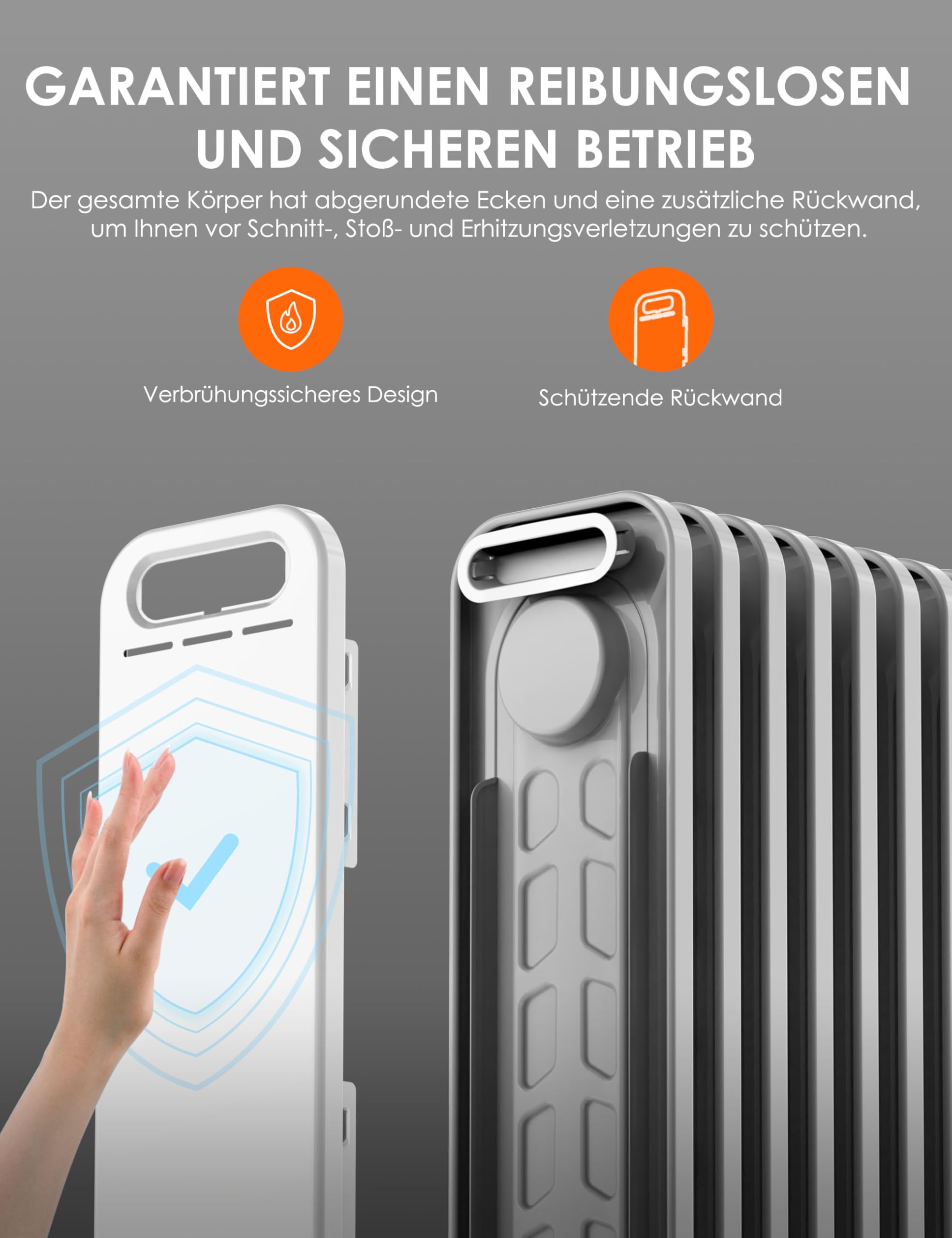 Midea NY2009-24UR Oelradiator, 2000W, 9 Rippen, mit Fernbedienung | 4 Modi, LED-Touchscreen, Thermostat, Kipp- & Ueberhitzungsschutz, 24H Timer, Leise