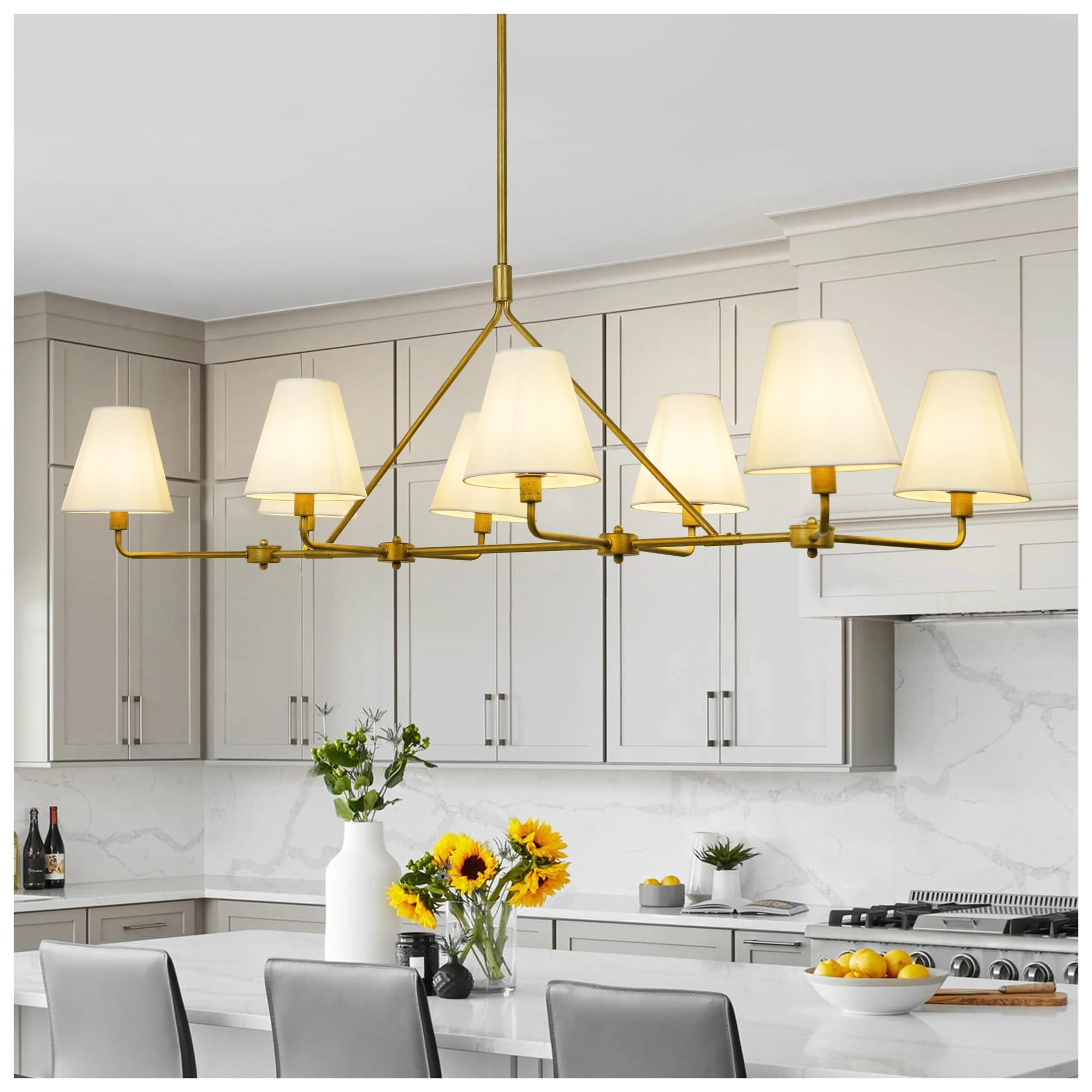 Gold Light Fixture Dining Room Chandelier with Shades Lighting Over Kitchen Table Modern ，for Bedroom