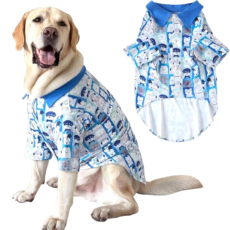 Camisa havaiana para cães PriPre estampada e respirável, 4X-Large (Polo Dog)