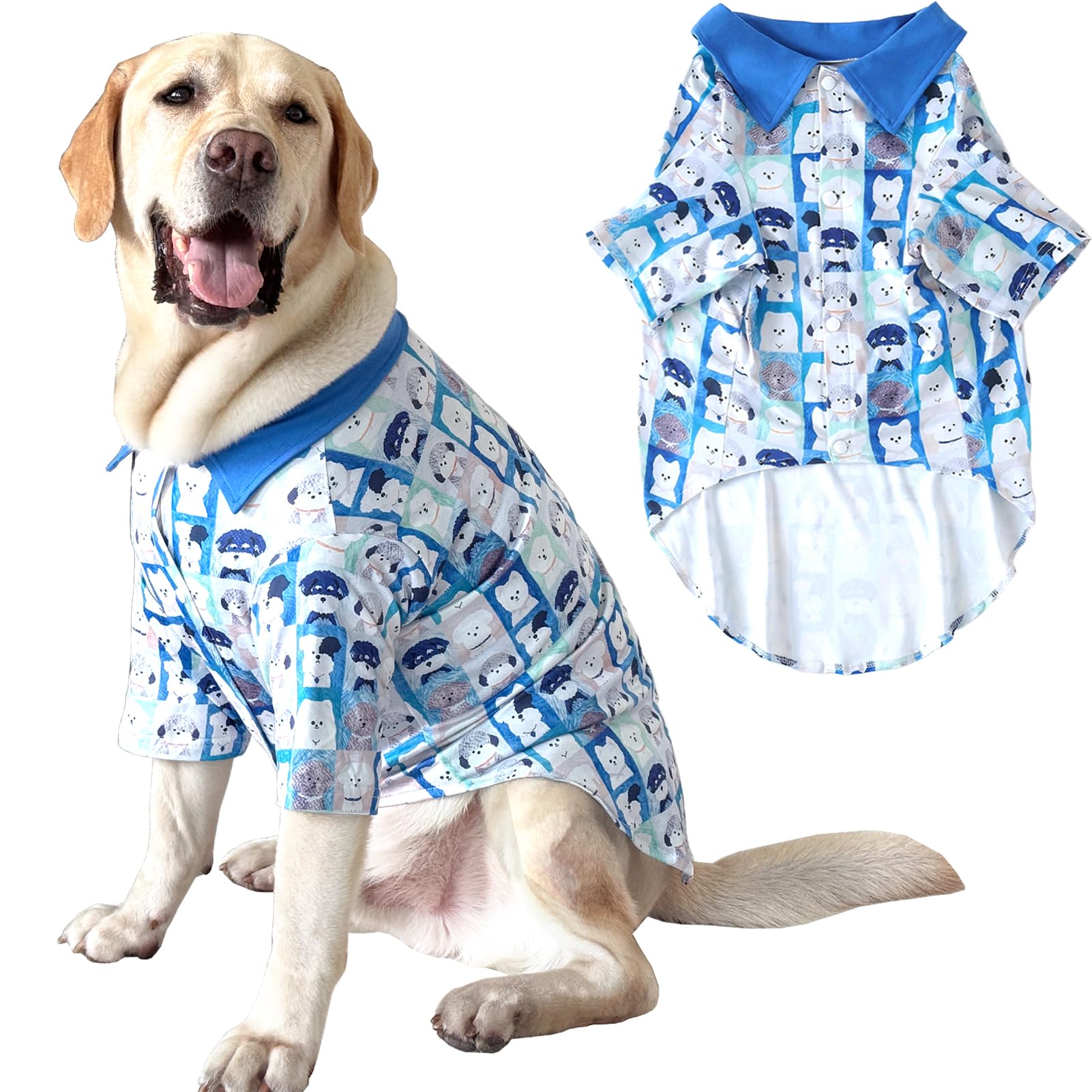 Dog Shirt Hawaiian Summer Cute Printed Pet Clothing Breathable and Cool Beach Style Big Dog Boy and Girl Shirt (X-Large, White)