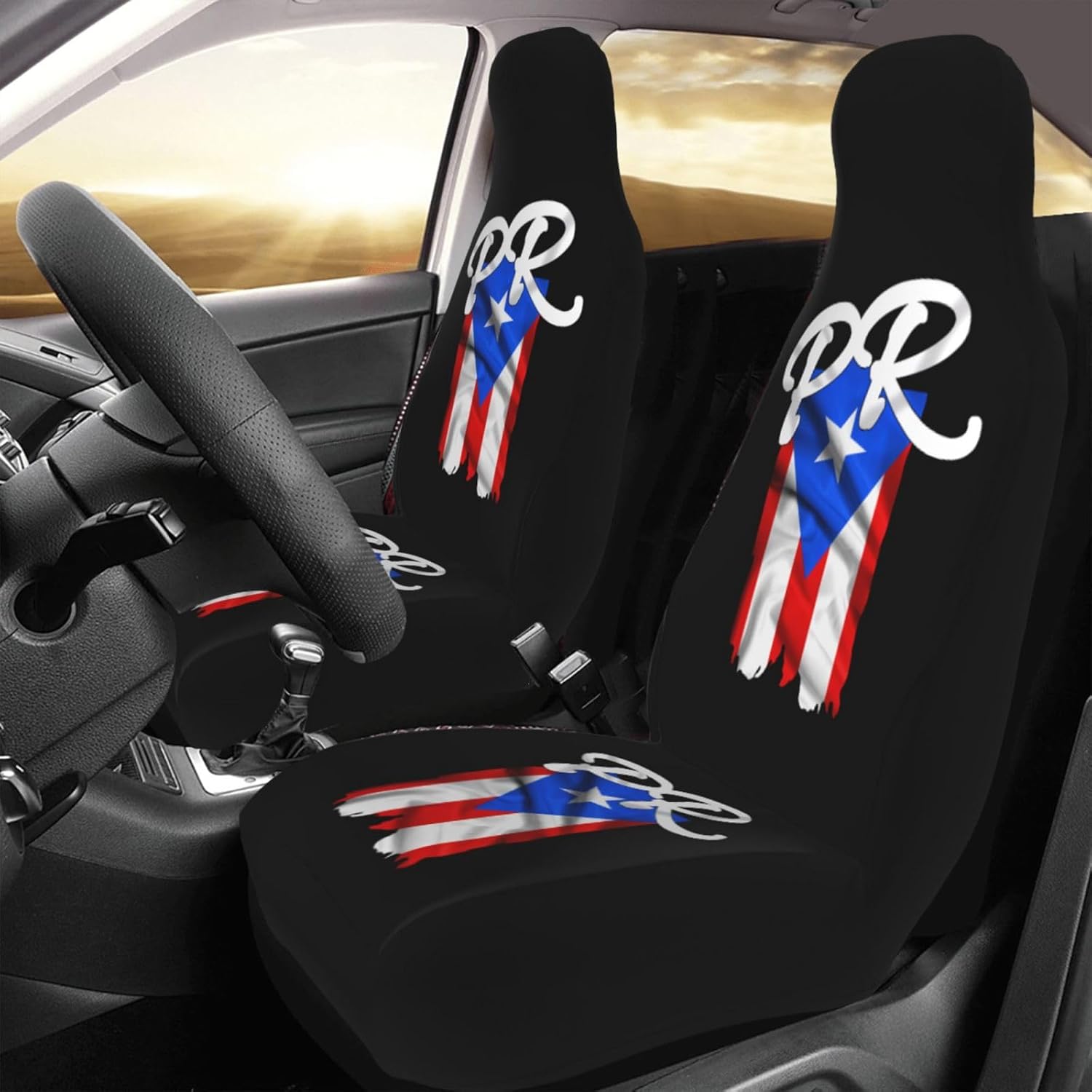 Puerto Rico Flag Pr Puerto Rican Boricua Pride 2 Car Seat Covers Front Seats-Universal Automotive Seat Covers Full Set of 2 Pcs,Fits Most Cars SUV and Truck