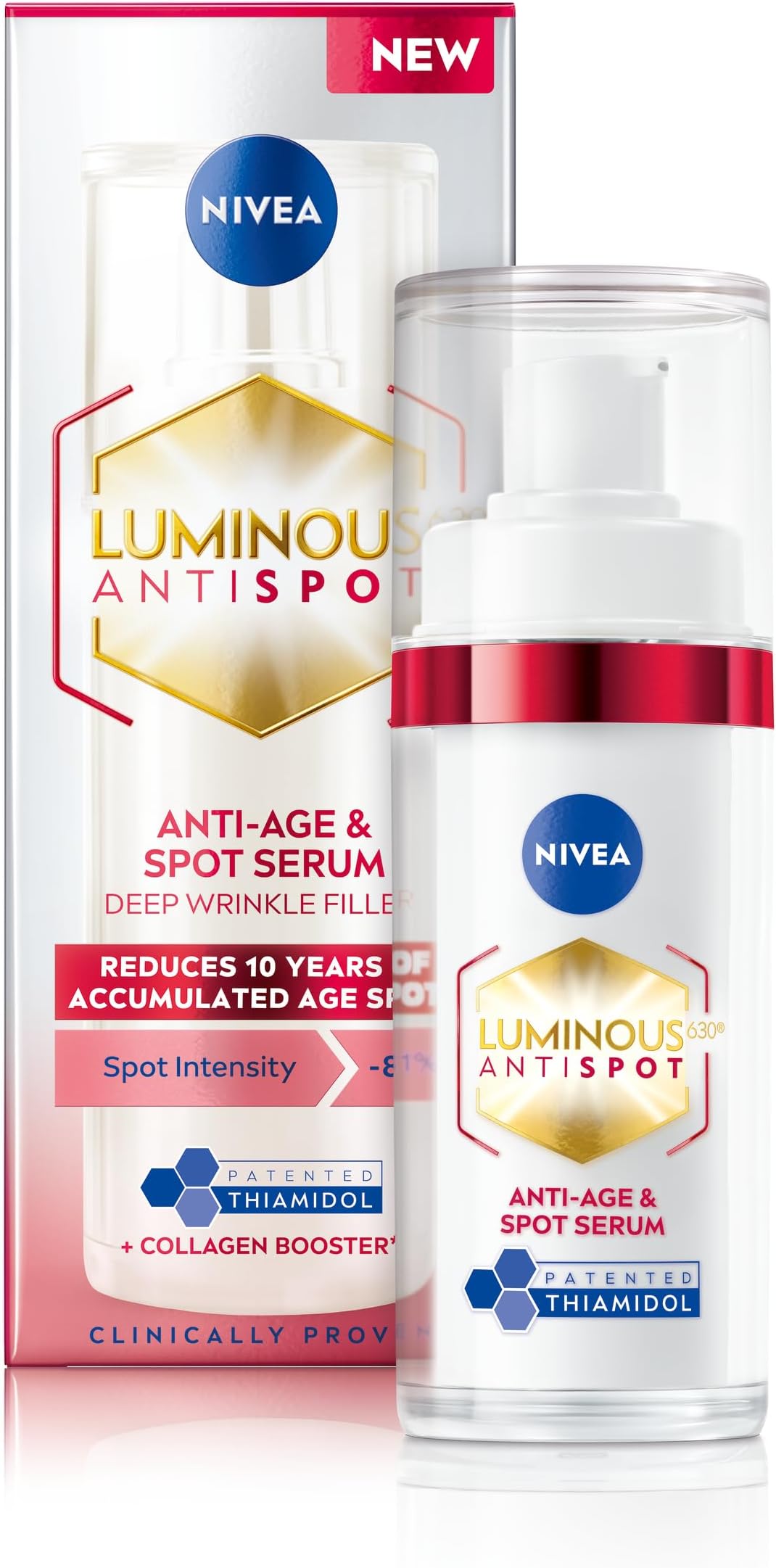 NIVEA Luminous 630 Anti Dark-Spot & Anti-Age Serum (30ml), Anti-Wrinkle Face Serum Reduces Age Spots and Dark-Spots, Firming and Hydrating Serum to Reduce Wrinkles and Fine Lines