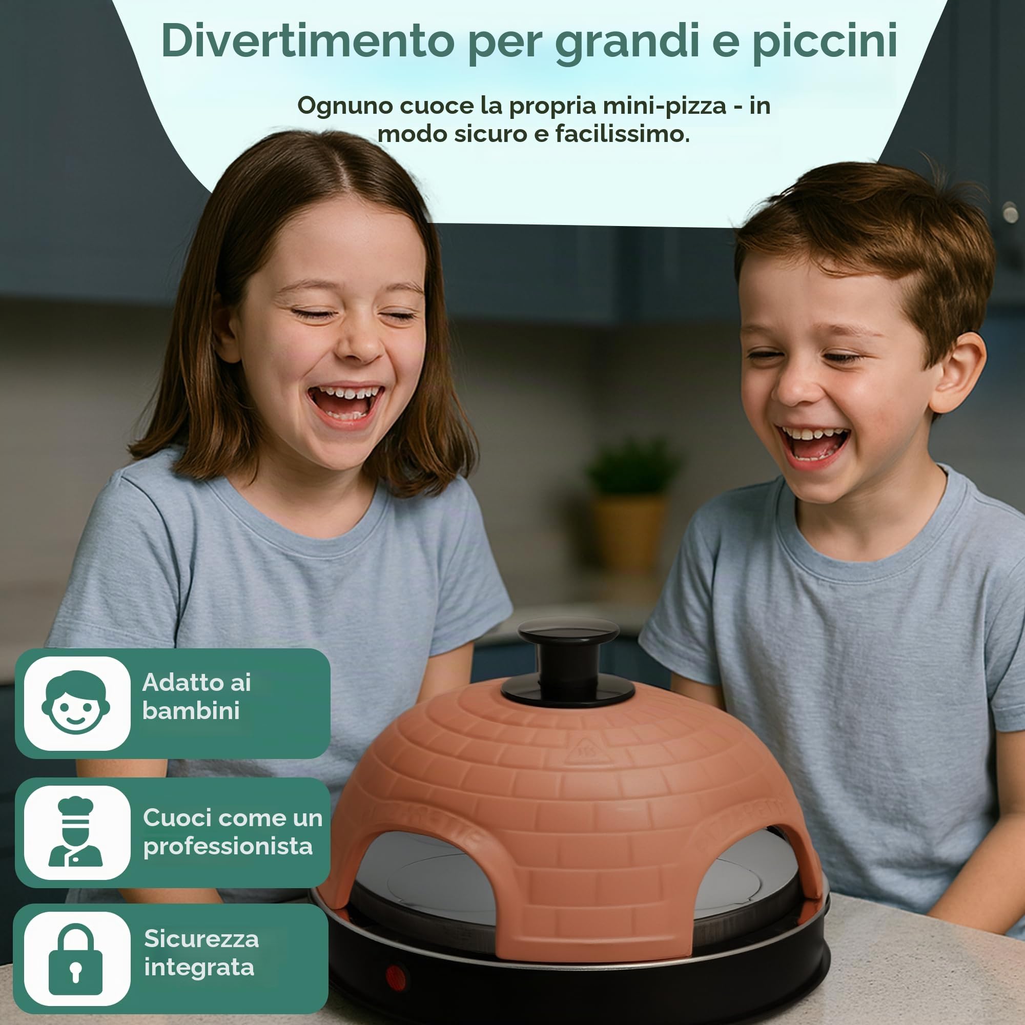 Emerio PO-115985 macchina e forno per pizza 4 pizza(e) Nero, Arancione 900 W