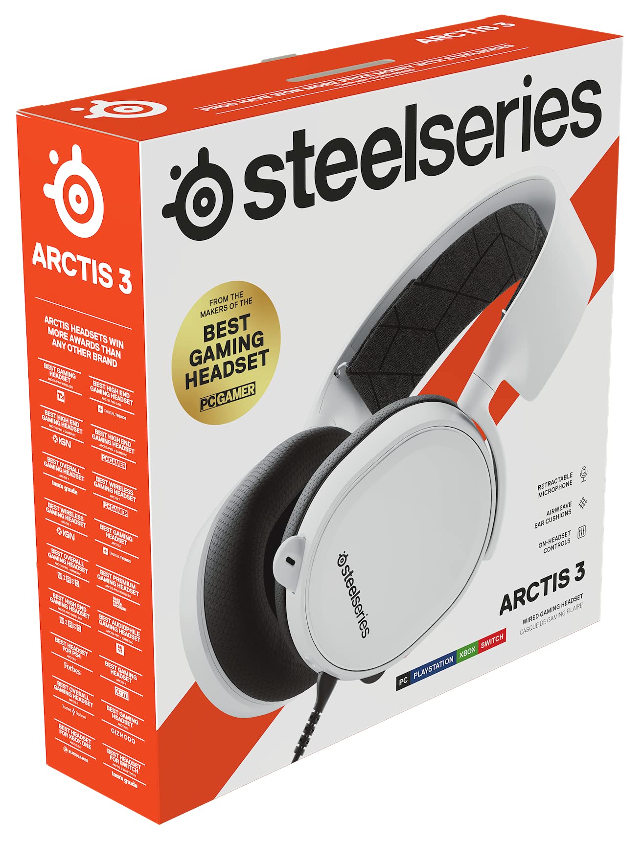 SteelSeries Arctis 3 - Casque de Jeu toutes Plateformes - pour PC, PlayStation 5, PS4, Xbox One, Nintendo Switch, RV, Android et iOS - Blanc