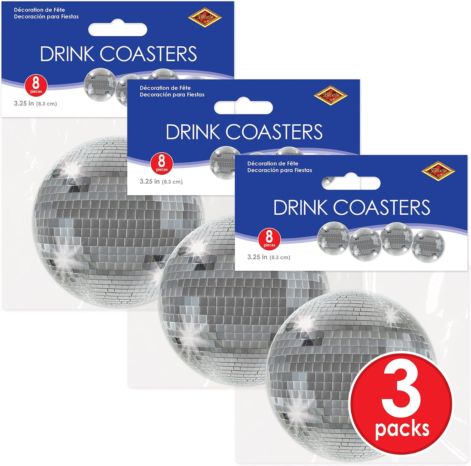 Beistle 24 Piece 70's Theme Party Decorations Disco Ball Drink Coasters Retro Throwback Tableware image 5