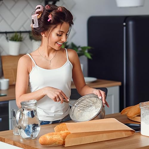 Miniatura 6 de Lincia 300 bolsas de pan de papel kraft, bolsas de vino de papel a granel para bolsas de pan caseras, sacos de almacenamiento de pan, bolsas largas
