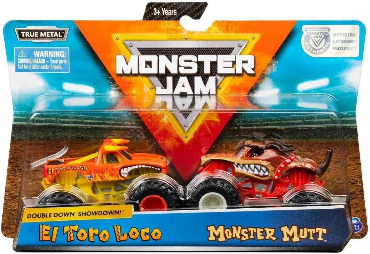 Monster Jam, Official El Toro Loco vs. Monster Mutt Die-Cast Monster Trucks, 1:64 Scale, 2 Pack