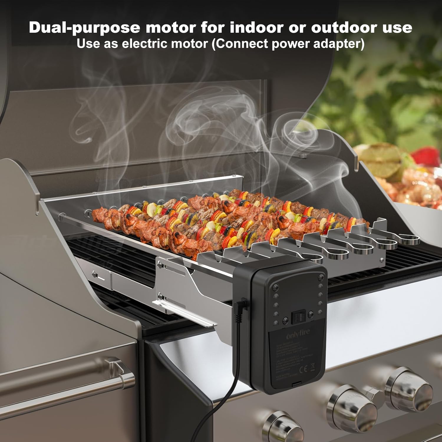 Onlyfire Motore Elettrico DC 3-12V 15W per girarrosto Barbecue e rosticceria,velocità Regolabile