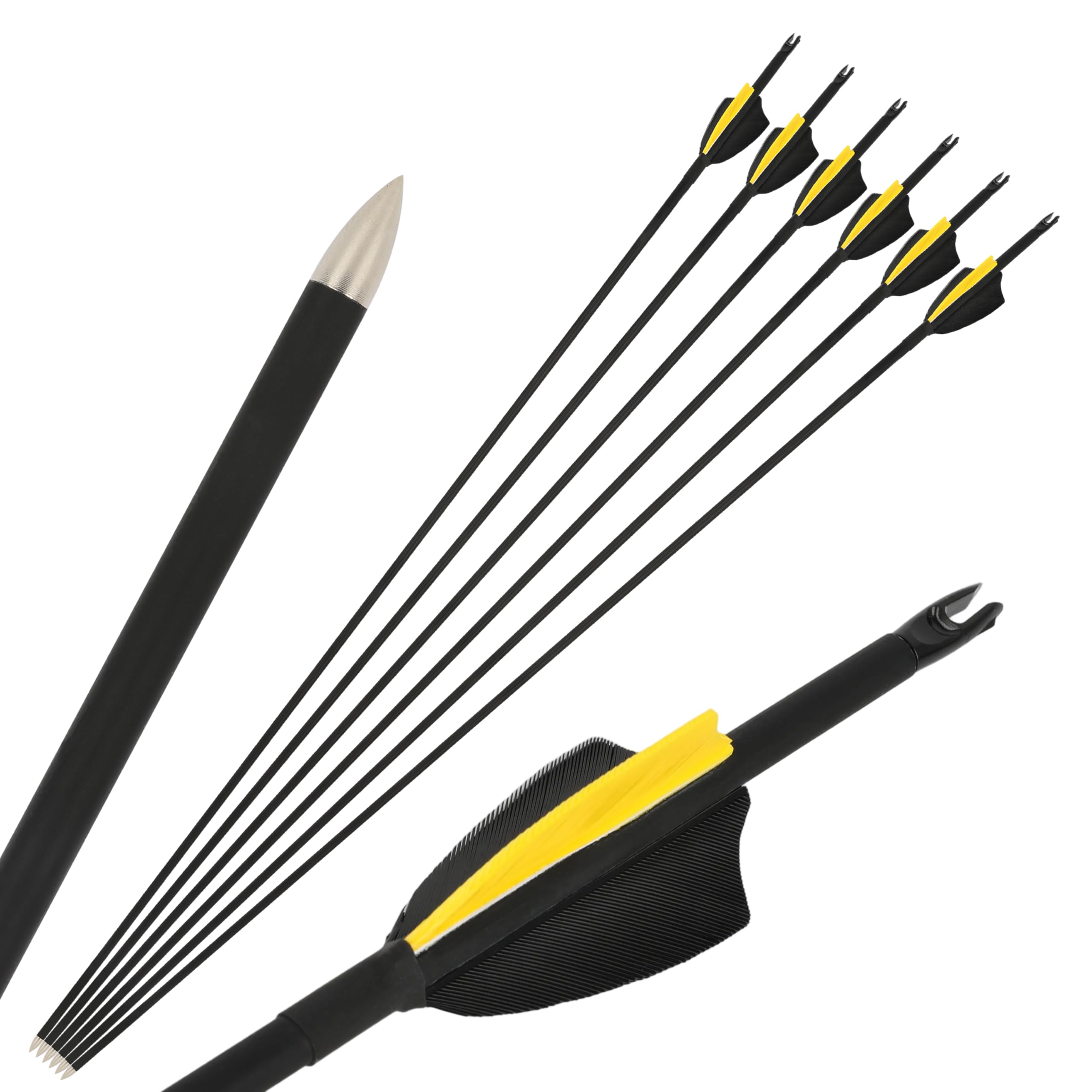 32 "Frecce in Carbonio Spine1000 Frecce da Pratica di tiro con L'Arco OD6.0mm Frecce da Caccia per Archi ricurvo e Composto 12pcs