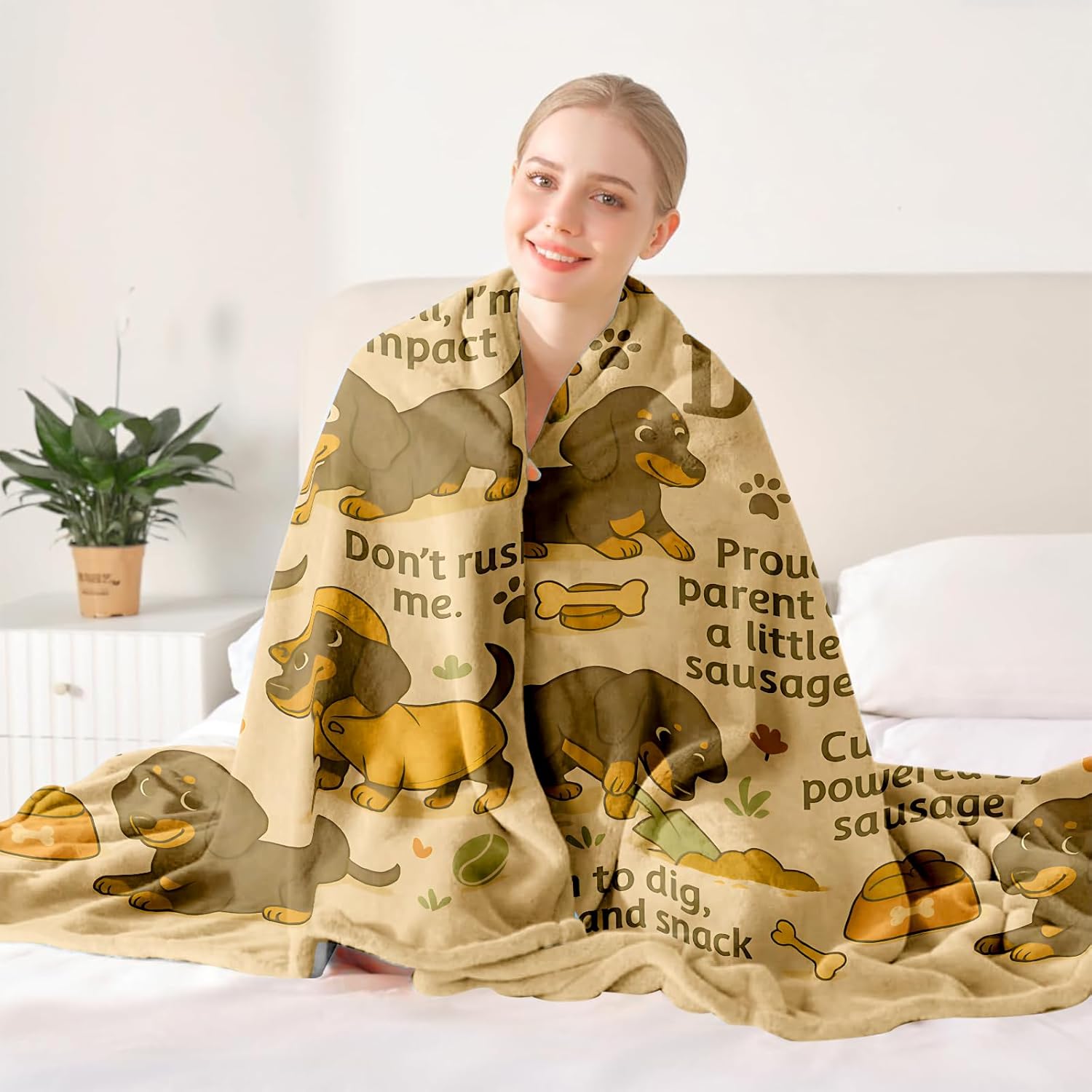 Dachshund Throw Blanket Gift, Cute Doxie Wiener Dog, Dog Lover Present for Women and Men, Cozy Couch Bed Travel Decor, Birthday Christmas Mother's Day Housewarming, 50'' x 60'' - Image 7