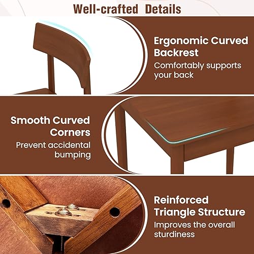 Miniatura 5 de Juego de mesa de comedor para 4, mesa de comedor y sillas con patas de madera de goma, Juego de Comedor 4 Sillas y Mesa, muebles de cocina y comedor