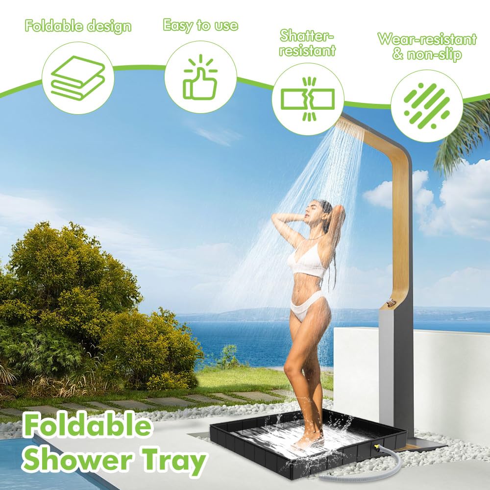 Base de Ducha Plegable,104x104x13 cm Plato de Ducha Plegable,Gran Disco de Duchas Portátil con Drenaje para Autocaravana,Acampada al Aire Libre,Carpas,Exteriores e Interiores