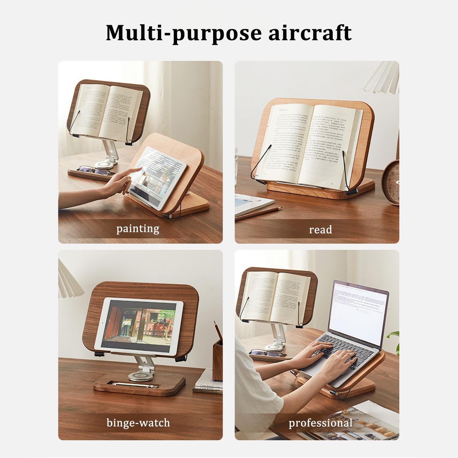 Supporto per libri, supporto a manuali | Supporto per libro di lettura del | libro di cucina - Supporto per manuale regolabile in altezza e angolo, con graffette, per computer portatile, tablet da libro