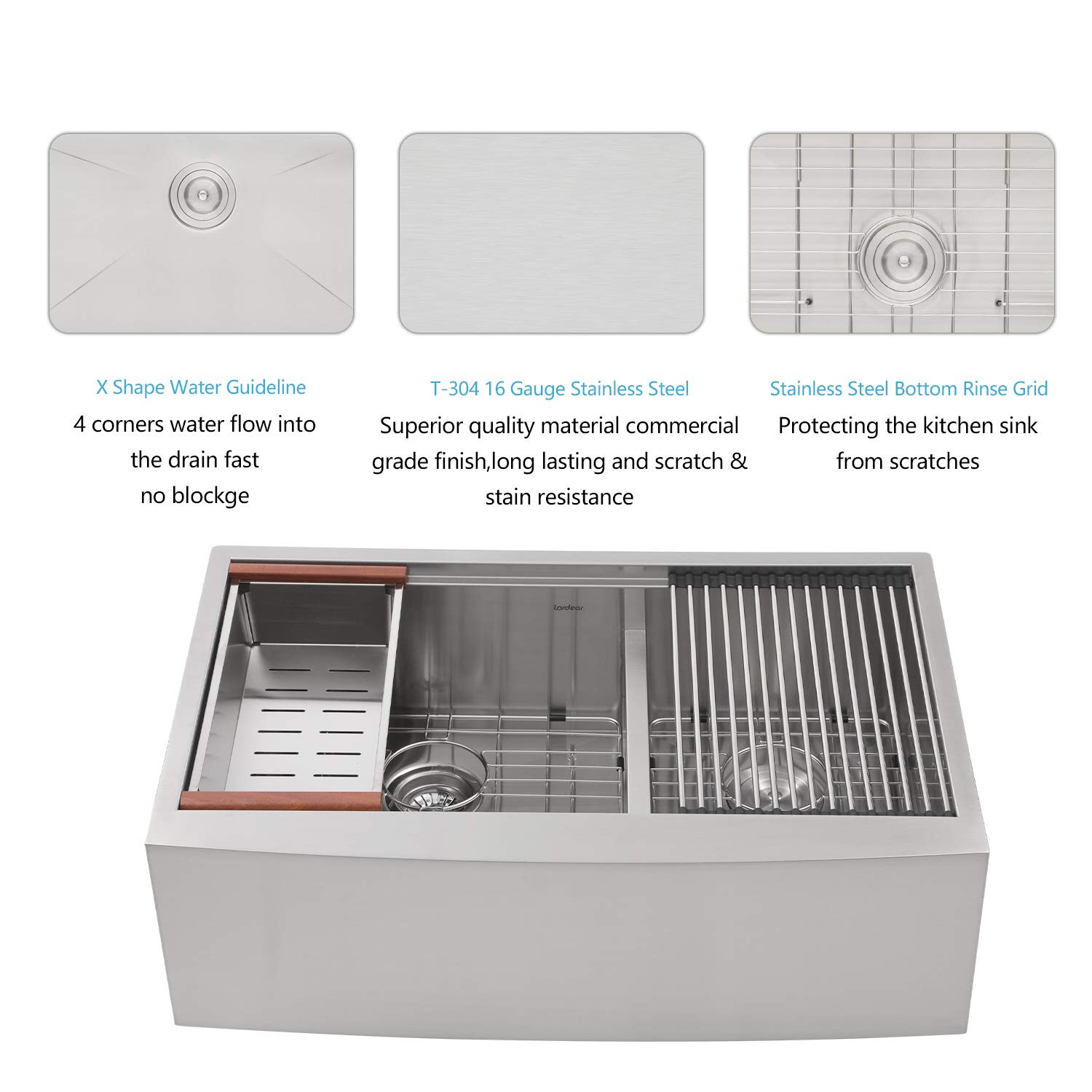 Buy Farmhouse Sink Lordear Kitchen Sinks Stainless Steel Apron Front