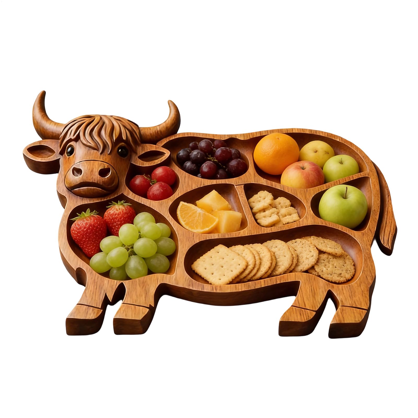 Planche à charcuterie en vache et plateau à fromage de service en bois