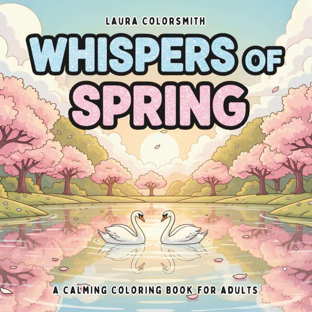 Whispers of Spring - A Calming Coloring Book For Adults: Relaxing Spring Flowers, Butterflies & Rustic Landscapes for Creative Calm and Stress Relief