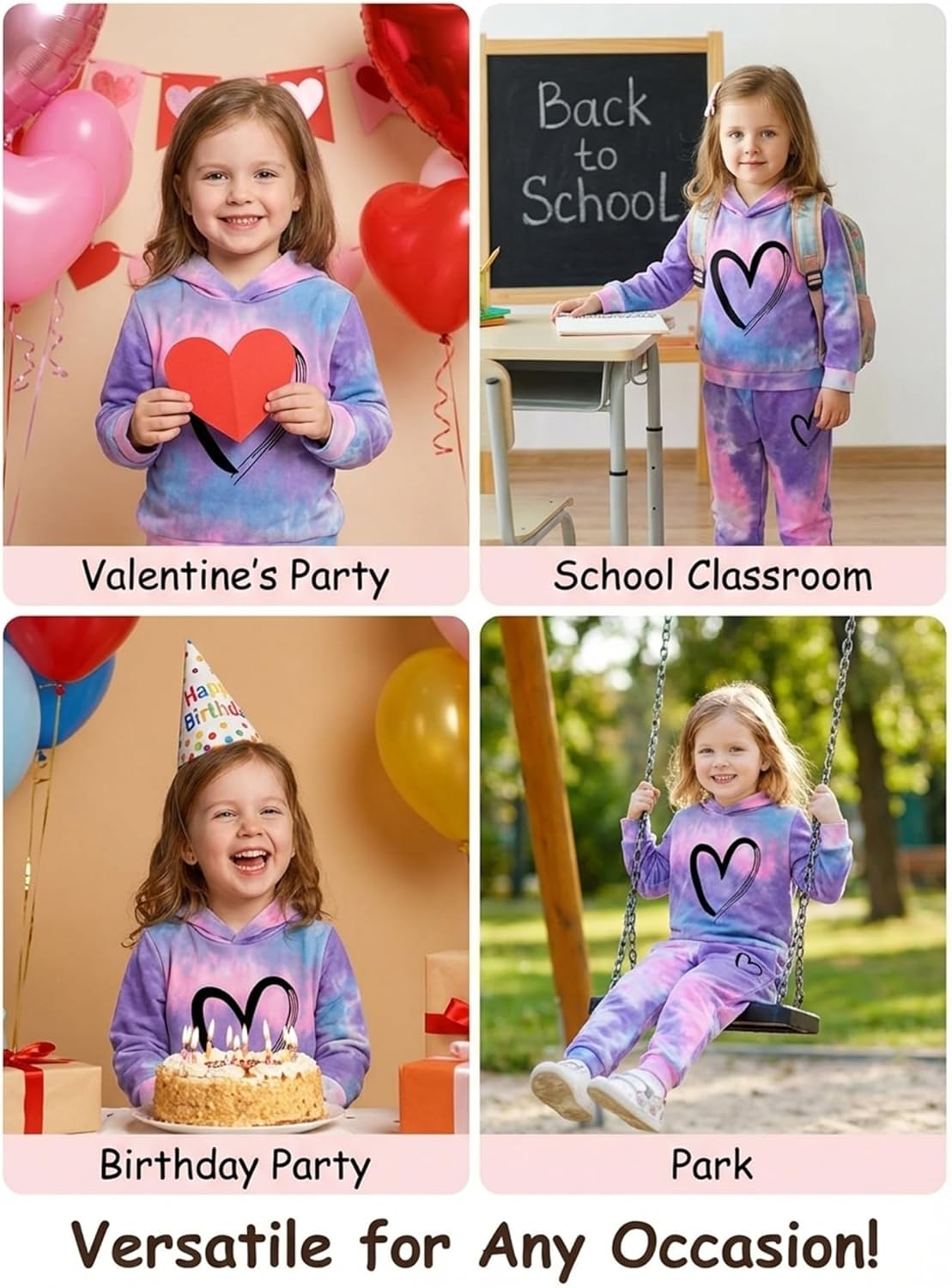 Toddler Girls Tie Dye Clothes - Cute Valentines Outfits Hoodie Sweatshirt Pants 2Pcs Fall Clothing Set 2-6 Years - Image 5