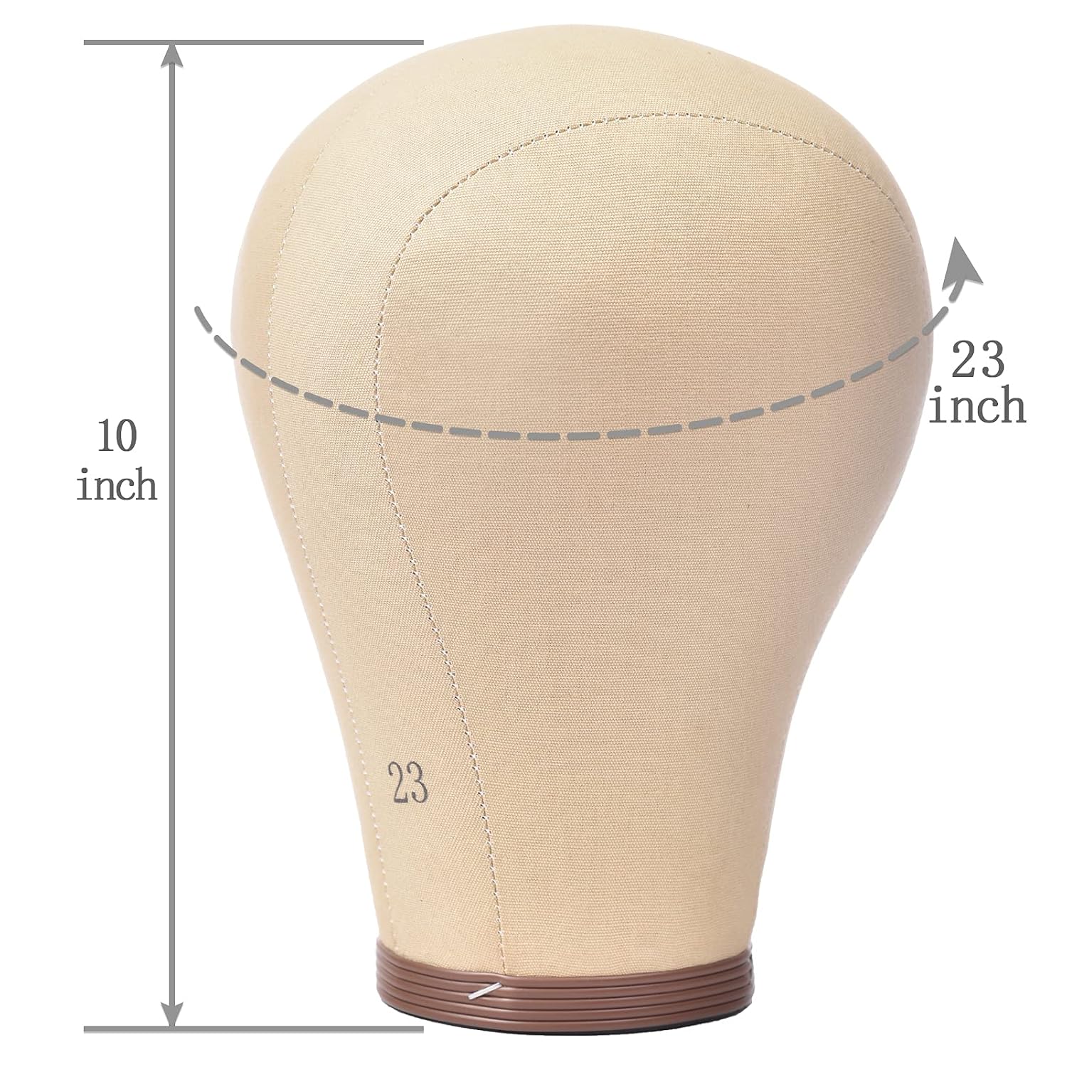 23 Inch Wig Head Cork Canvas Mannequin Head with Stand for Wigs Making With Mount Hole (Cork Head+Wig Stand+Wig Cap+T-Pins)