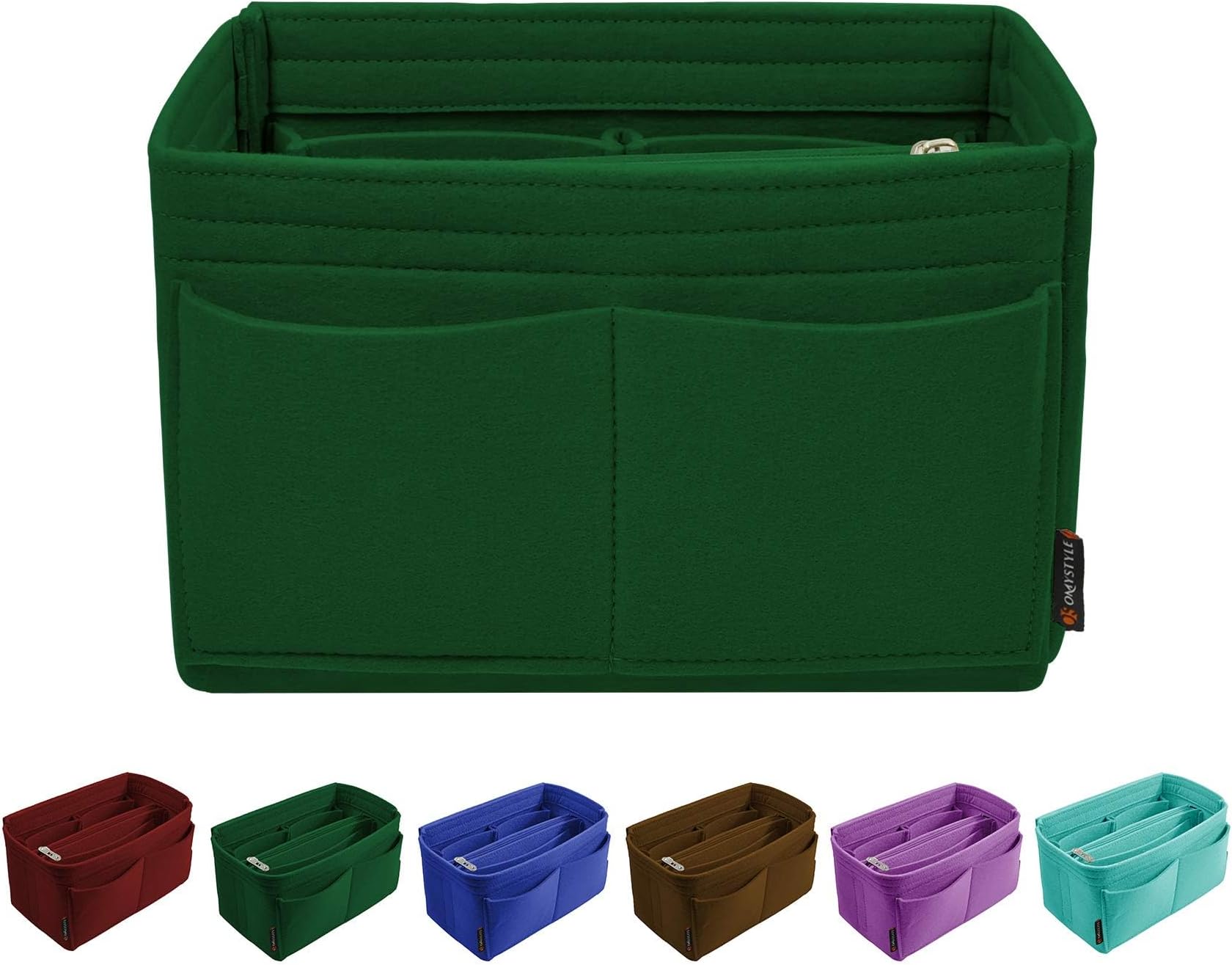 OMYSTYLE Purse Organizer Insert, Felt Tote Bag Organizer Insert with 5 Sizes, Handbag Dividers for Inside Purse, Compatible with Longchamp, Neverful, Speedy and More, Green, Regular Large