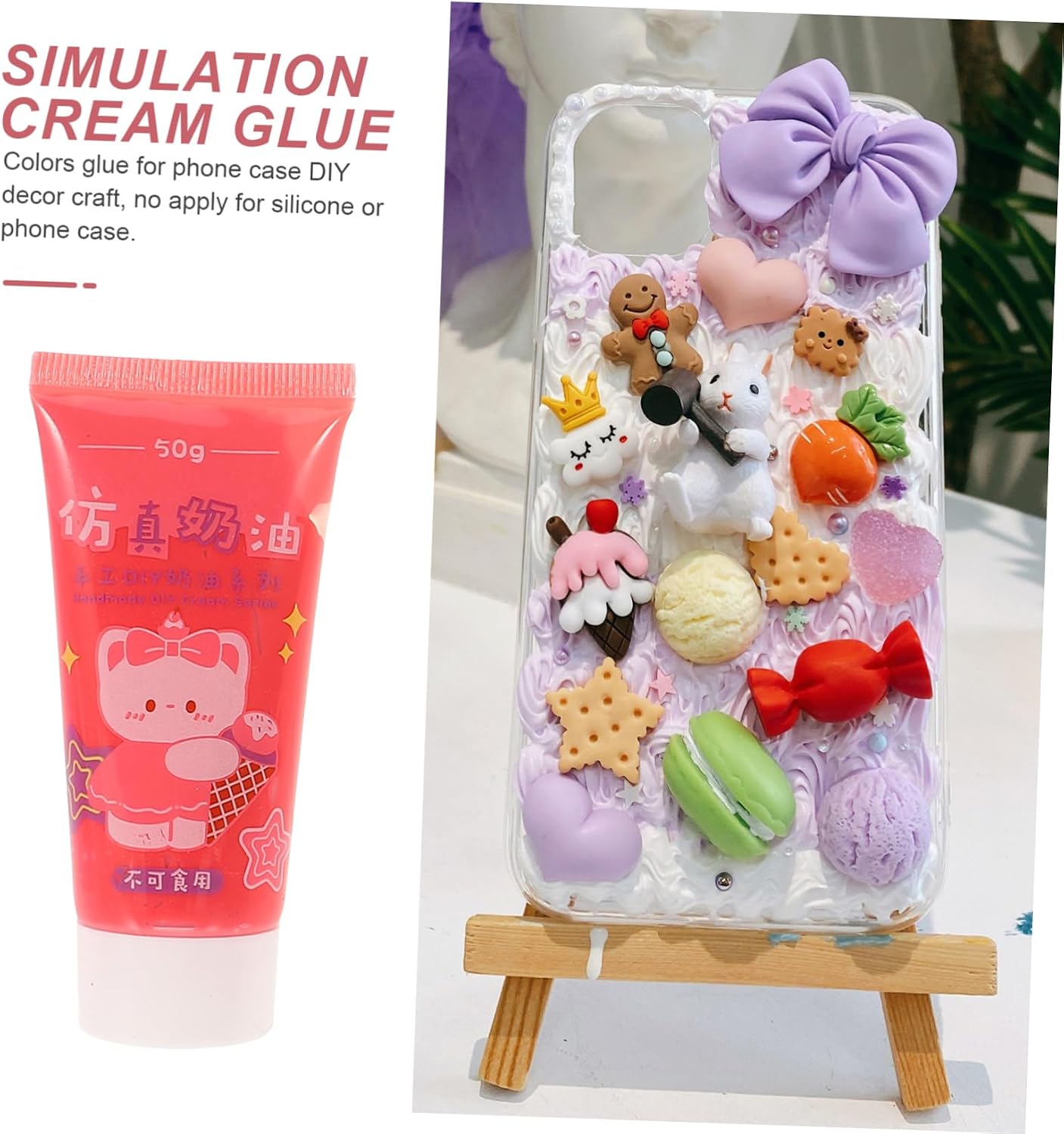 Gatuida 22 Pcs DIY Cream Glue Each Safe Simulation Whipped Cream Adhesive for Phone Case Craft Includes Two Nozzle Tips for Pattern Making and Kawaii Decoration Random Color