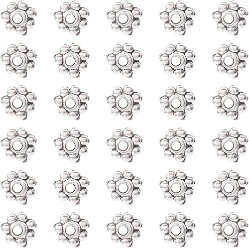 Miniatura 5 de Fashewelry Cuentas espaciadoras de copo de nieve de aleación de margaritas sueltas para pulseras, collares, aretes, fabricación de joyas de