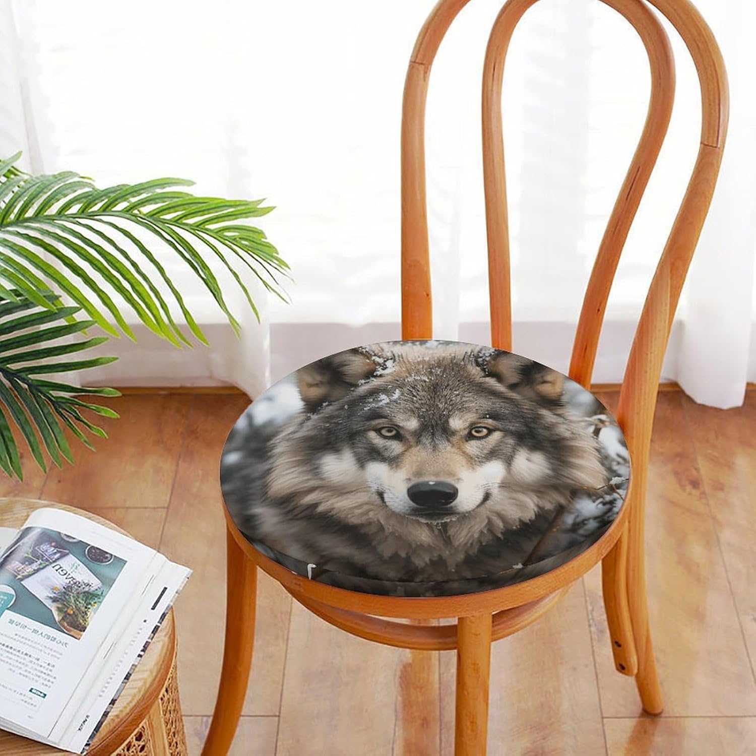 Lmage of Wolf in The Snow Chair Cushions Floor Pillow Chair Pad