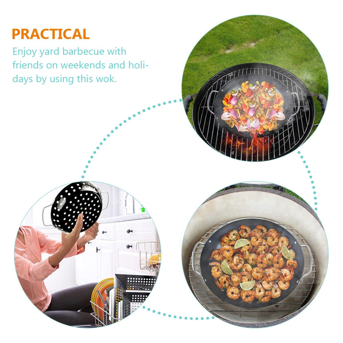 Didiseaon Cestello Resistente alla Ruggine per Grigliare le Verdure in Acciaio al Carbonio Design a Fori Grandi e Doppia Maniglia per Barbecue da Terrazzo