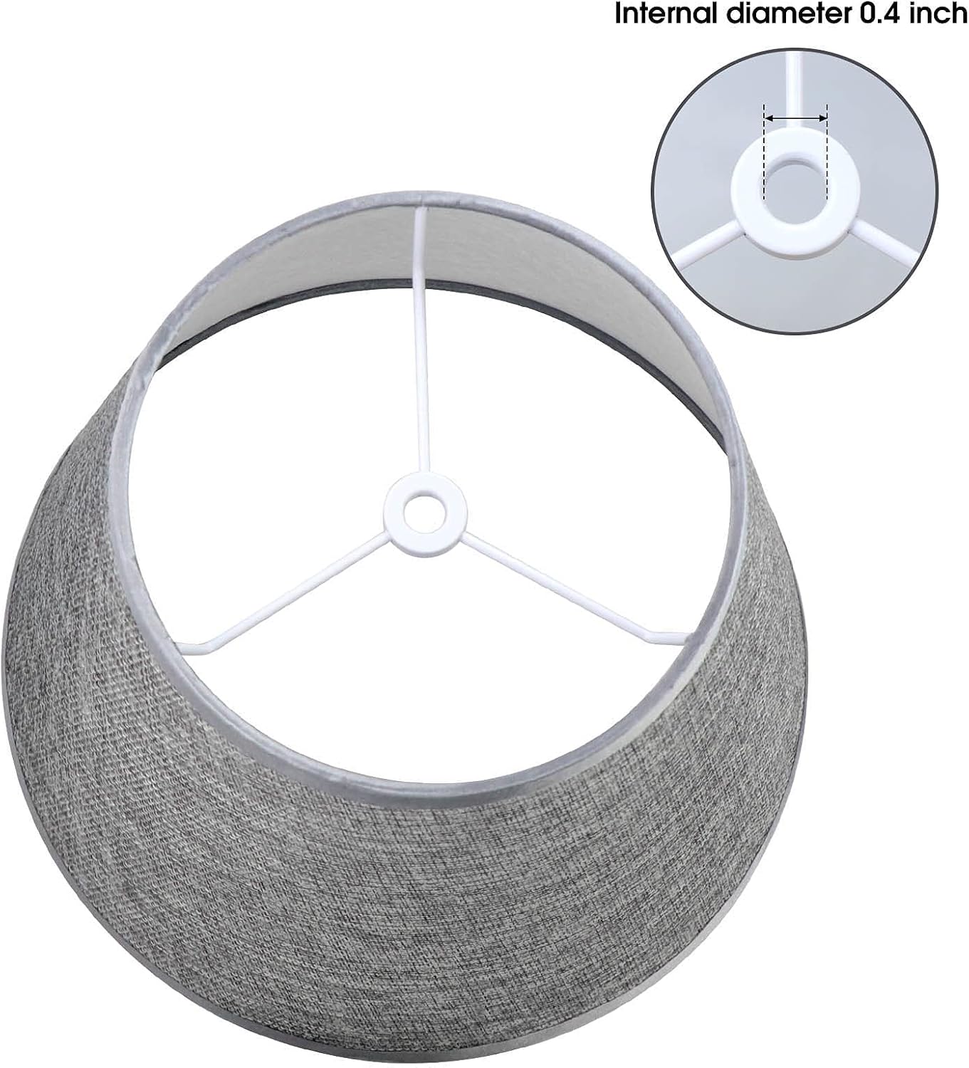 4-Pack Small Lamp Shades, Grey Fabric Lampshades for Table Lamps and Floor Lamps, 9.8x6.3x7.9" Lampshade Replacement, Natural Linen Hand Crafted Lamp Shade with Spider for Lamps with a Harp