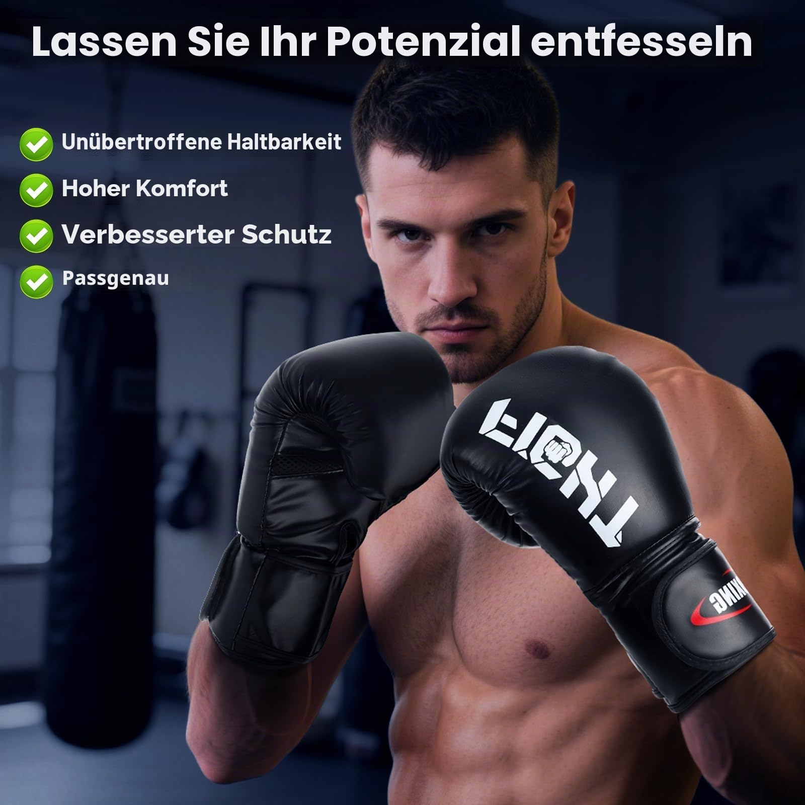 Boxhandschuhe, Muay Thai Kickboxen Sparring für Lange Haltbarkeit, Männer und Frauen Kickboxhandschuhe für Kampfsport, MMA, Sparring, Muay Thai und Boxen,12oz,14oz,16oz