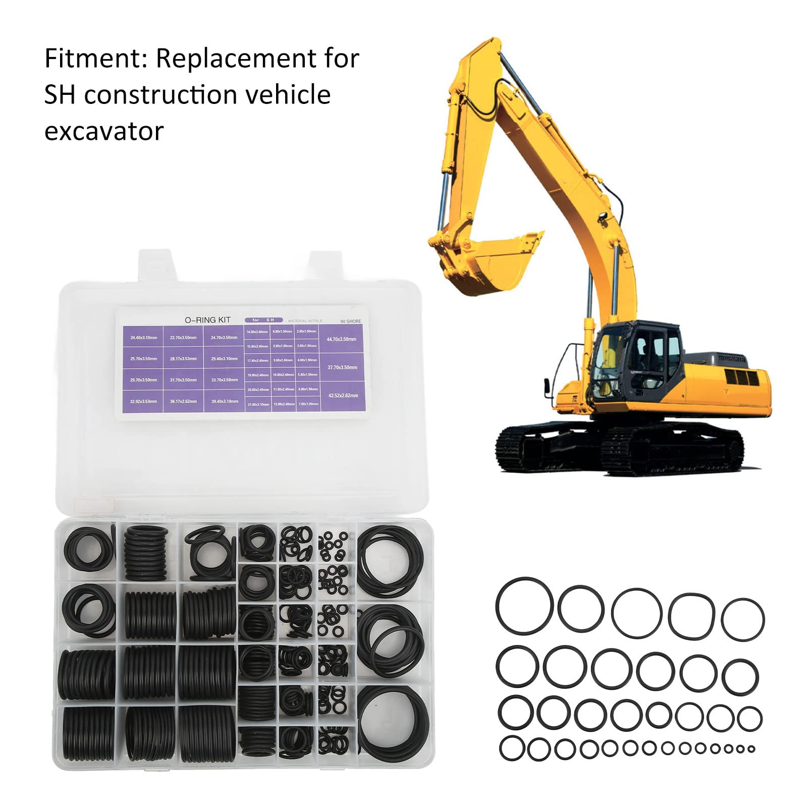 Kit de juntas tóricas Kit surtido O-ring Junta tórica Juntas de goma HNBR premium para excavadora SH 447 piezas Kit O-ring AC