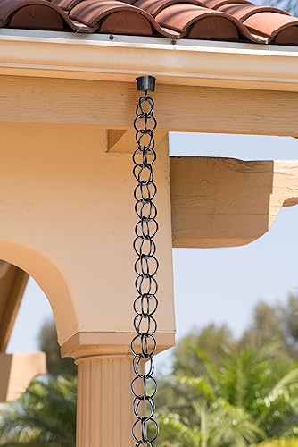 Miniatura 6 de Monarch Rain Chains Anillo de aluminio negro cadenas de lluvia para canaletas  Cadena de lluvia decorativa negra de 8.5 pies para exteriores,
