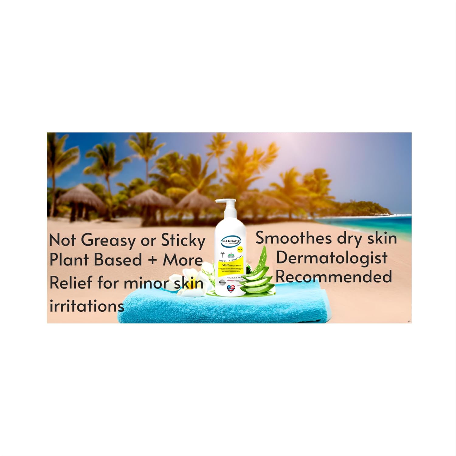 GLY MIRACLE SUN SPF30 Sunscreen Moisturizer: Hydrate and Protect Dry, Cracked Skin with Broad Spectrum UV Block - 16 oz Apricot Breeze(Apricot Breeze,16 Fl Oz (Pack of 1))