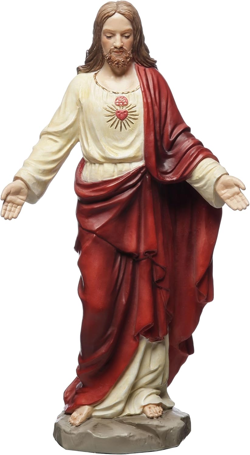 Veronese Design 6 1/8 Inch The Sacred Heart of Jesus Polyresin Hand Painted Religious Collectible Figurine Statue