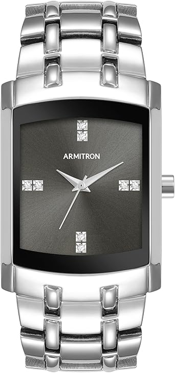 Armitron Mens Genuine Crystal Accented Stainless Steel Watch