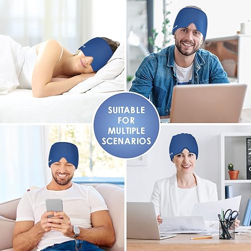 Miniatura 5 de Sombrero de cabeza fría, envoltura de tapa de cabeza de hielo, paquete de hielo frío y caliente -RoyalBlue