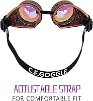 Vista 17 de Gafas caleidoscopio para raves trippy psicodélico steampunk con lentes de cristal de difracción de prisma arcoíris Negro