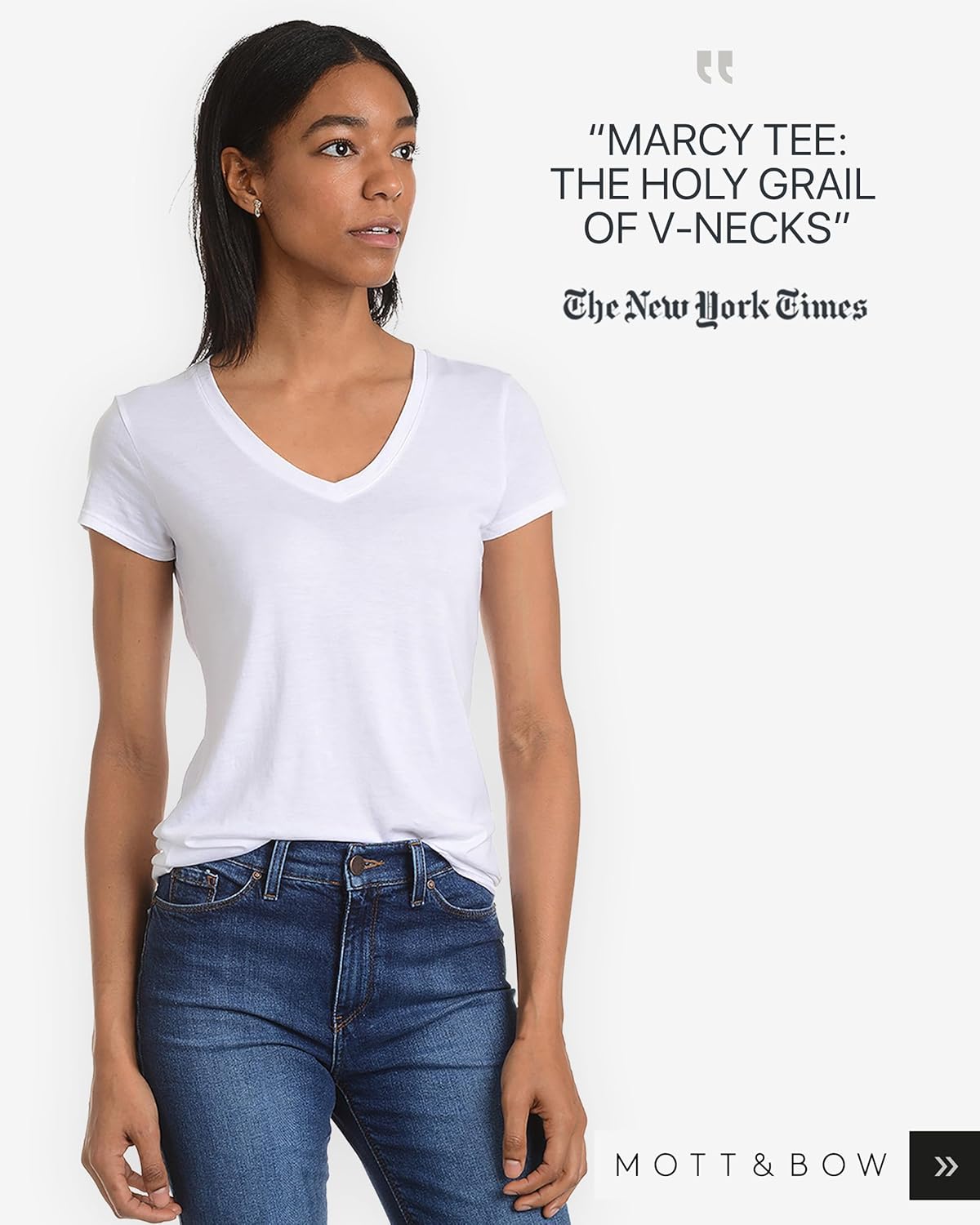 Mott & Bow Women’s Fitted V-Neck T-Shirt – Premium Cotton Modal Blend, Durable, Everyday Tagless Tee - Image 2