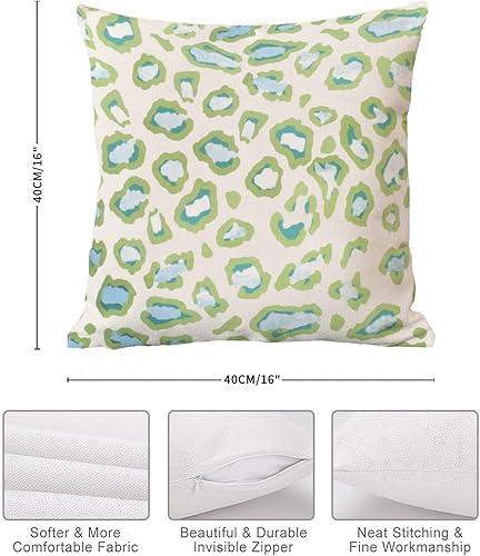 Miniatura 7 de MangGou Funda de almohada con estampado de leopardo verde azulado y guepardo, funda de almohada con estampado de animales, funda de cojín