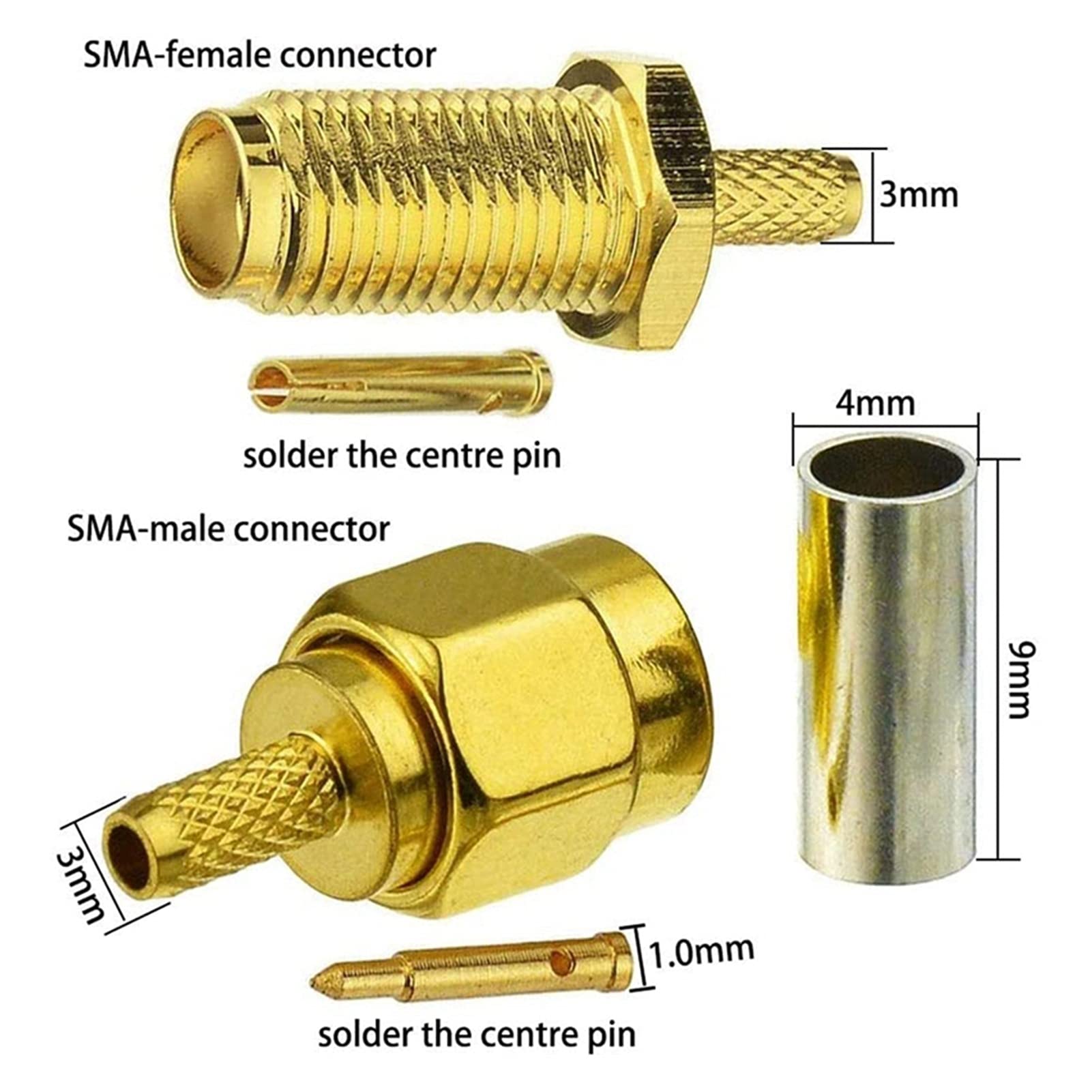 10pcs SMA Connecteurs coaxiaux masculins et femelles SMA-RG174 RG316 Câble d'extension d'antenne wifi