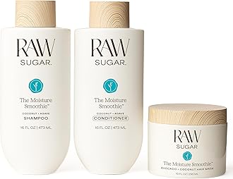 Raw Sugar The Moisture Smoothie Bundle - Shampoo, Conditioner & Hair Mask, Hair Care for Dry Damaged Hair, Formulated without SLS/SLES & Parabens